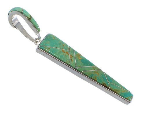 Turquoise Inlay Southwest Sterling Silver Jewelry Pendant WX58056