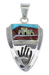 Multicolor Native American Village Design Hand Sterling Silver Pendant VX55322