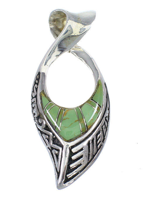 Southwestern Turquoise And Silver Reversible Water Waves Pendant VX55378