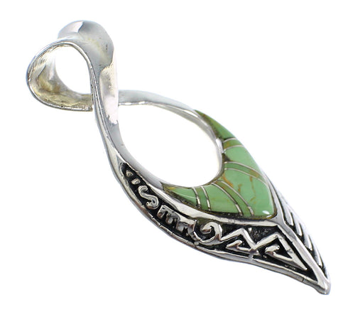 Southwestern Turquoise And Silver Reversible Water Waves Pendant VX55378