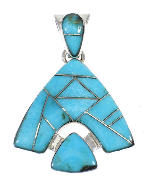 Sterling Silver And Turquoise Reversible Slide Pendant Jewelry VX55382