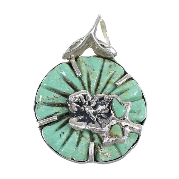 Silver Turquoise Flower Dragonfly Southwest Pendant WX58160