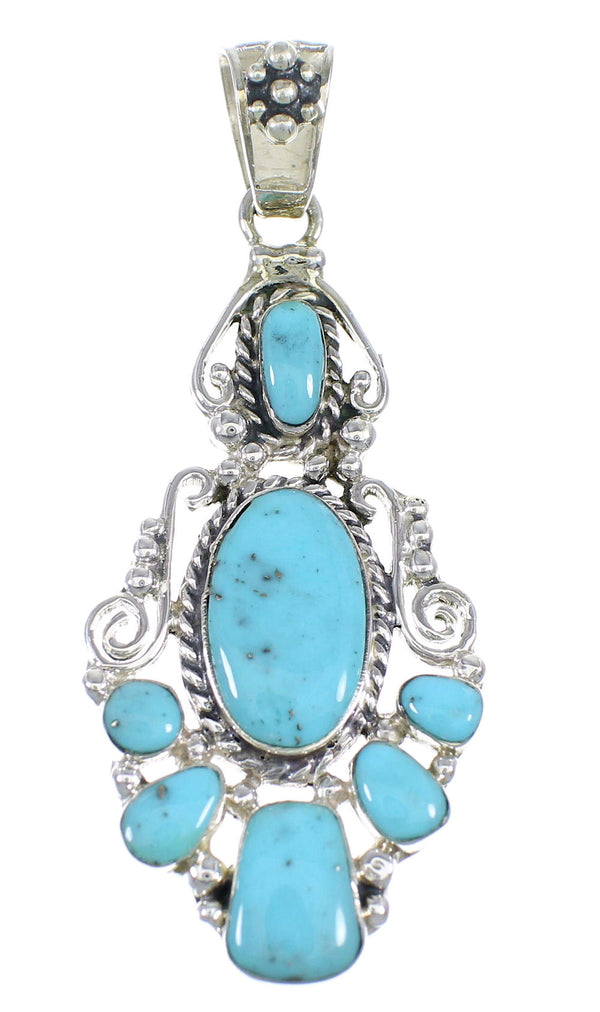 Authentic Sterling Silver And Turquoise Pendant Jewelry VX55249