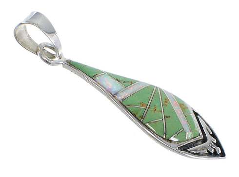 Turquoise And Opal Authentic Sterling Silver Pendant VX54890