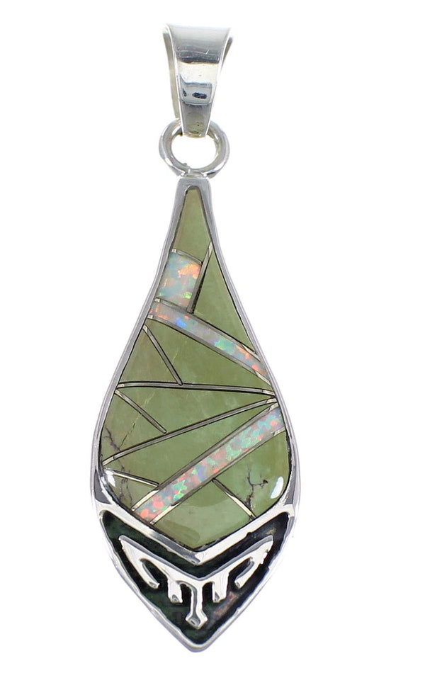 Turquoise And Opal Genuine Sterling Silver Southwestern Pendant VX54893