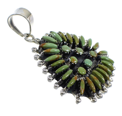 Turquoise Needlepoint Sterling Southwestern Silver Pendant VX54936