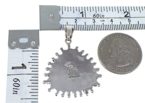 Turquoise Needlepoint Sterling Southwestern Silver Pendant VX54936