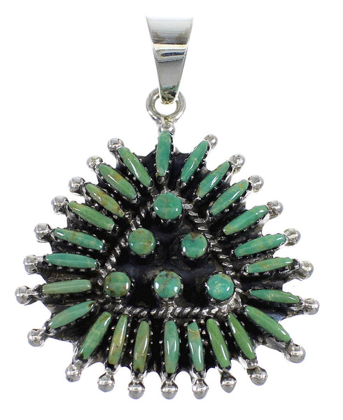 Turquoise Needlepoint Authentic Sterling Silver Pendant VX54942