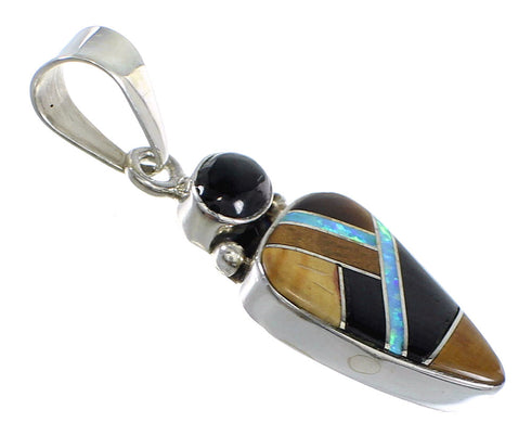 Sterling Silver Multicolor Inlay Southwest Pendant VX54965