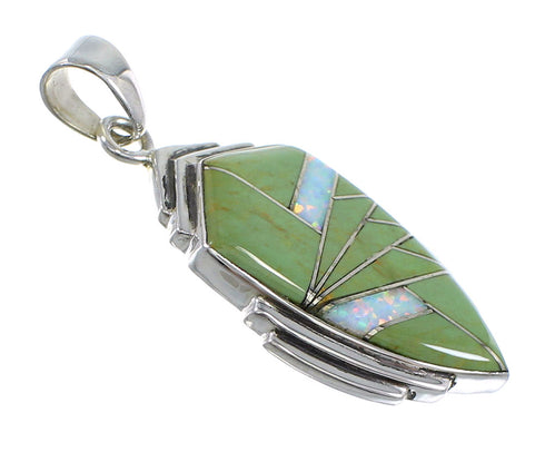 Turquoise And Opal Inlay Sterling Silver Pendant Southwestern Jewelry VX54836
