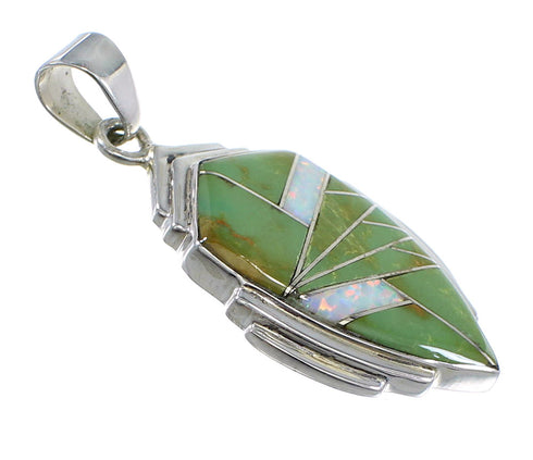 Southwestern Turquoise And Opal Sterling Silver Pendant Jewelry VX54840