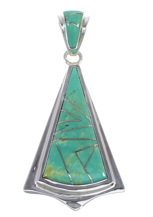 Turquoise Inlay And Sterling Silver Southwest Pendant VX55395