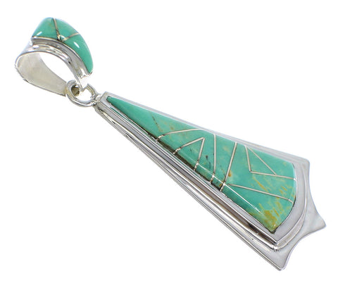 Turquoise Inlay And Sterling Silver Southwest Pendant VX55395