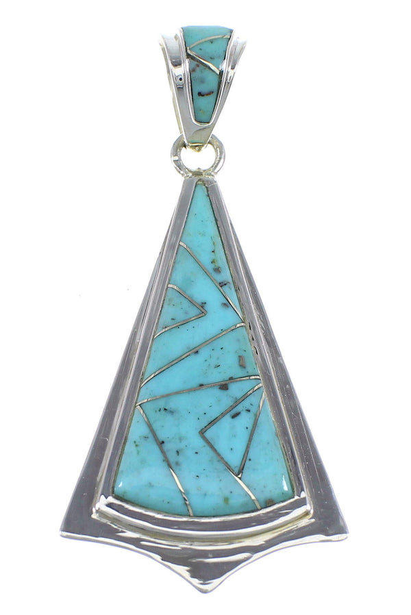 Turquoise And Genuine Sterling Silver Southwestern Pendant VX55410
