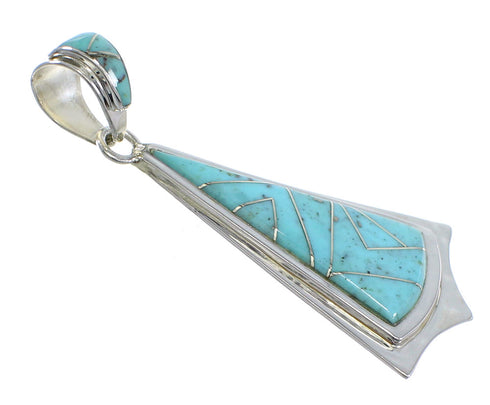 Turquoise And Genuine Sterling Silver Southwestern Pendant VX55410