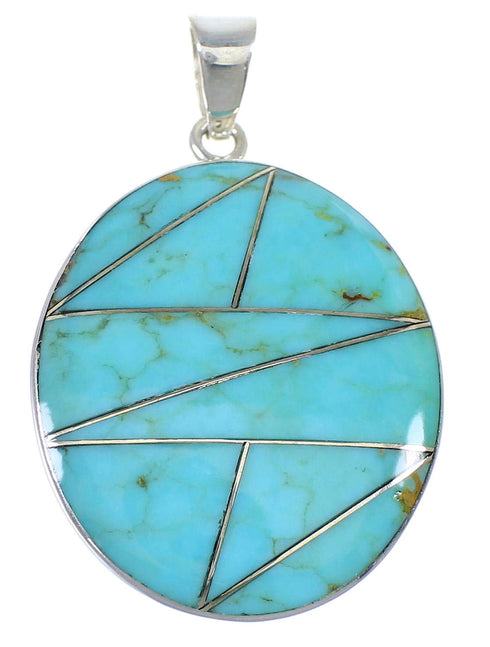 Turquoise Inlay And Authentic Sterling Silver Pendant VX55428