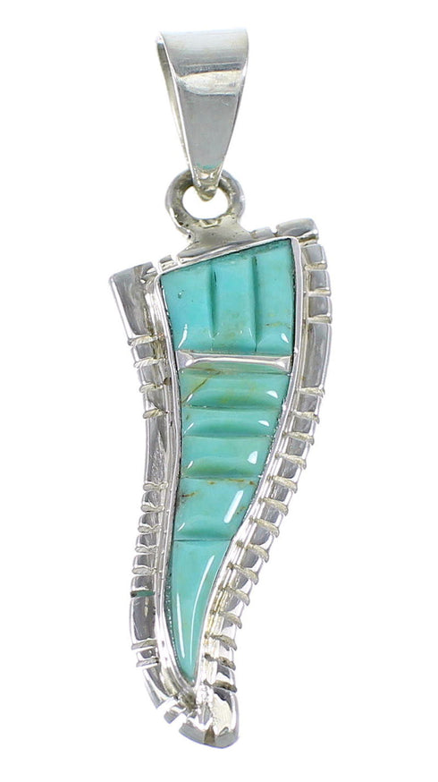 Turquoise Inlay And Genuine Sterling Silver Slide Pendant VX55452