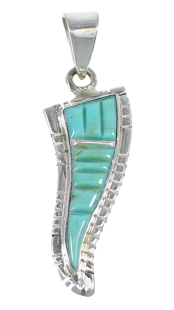 Turquoise Inlay And Genuine Sterling Silver Slide Pendant VX55452