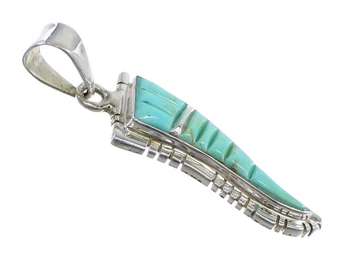 Turquoise Inlay And Genuine Sterling Silver Slide Pendant VX55452