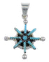 Authentic Sterling Silver And Turquoise Needlepoint Pendant VX55475