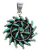 Sterling Silver And Turquoise Needlepoint Southwest Pendant VX55477