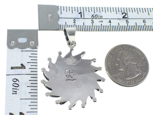 Sterling Silver And Turquoise Needlepoint Southwest Pendant VX55477