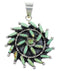 Authentic Sterling Silver And Turquoise Needlepoint Southwest Pendant VX55478