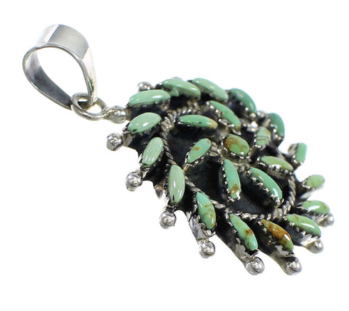 Authentic Sterling Silver And Turquoise Needlepoint Southwest Pendant VX55478