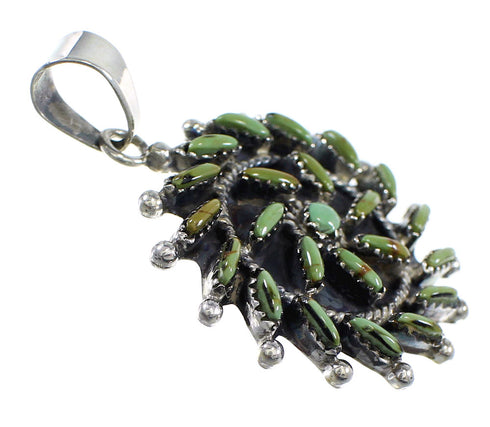 Genuine Sterling Silver And Turquoise Needlepoint Southwest Pendant VX55479