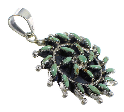 Sterling Silver And Turquoise Needlepoint Southwest Pendant Jewelry VX55480