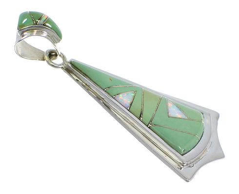 Genuine Sterling Silver Turquoise And Opal Inlay Pendant VX55548