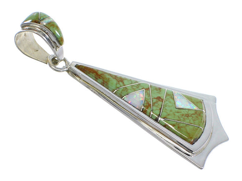 Southwest Silver Turquoise And Opal Inlay Pendant VX55550
