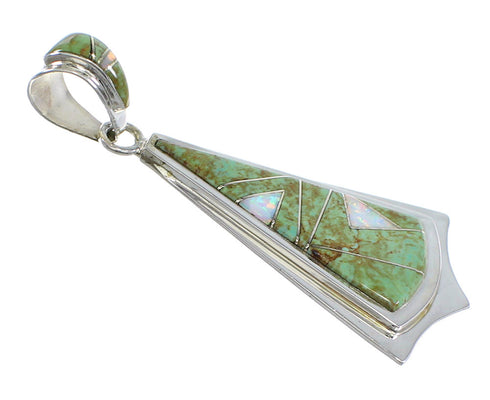 Turquoise And Opal Inlay Genuine Sterling Silver Pendant VX55553
