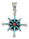 Turquoise And Coral Needlepoint Sterling Silver Southwestern Pendant VX55567