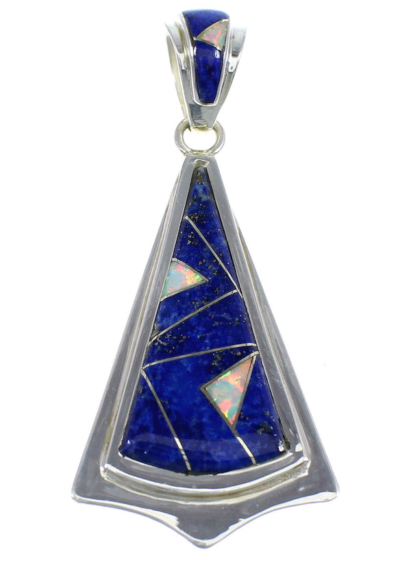 Southwest Lapis And Opal Sterling Silver Pendant VX55578