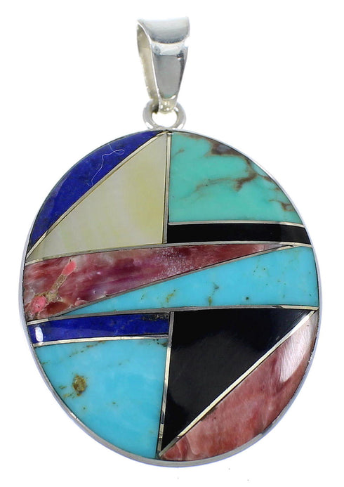 Southwest Multicolor Inlay Sterling Silver Pendant VX55590