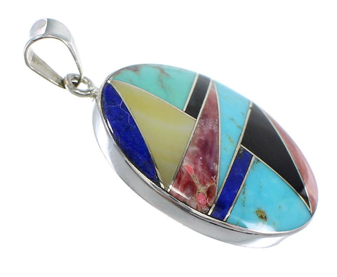 Southwest Multicolor Inlay Sterling Silver Pendant VX55590