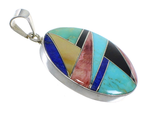 Multicolor Inlay And Genuine Sterling Silver Pendant VX55596