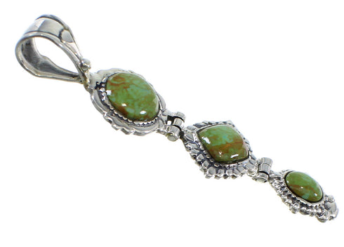 Turquoise And Genuine Sterling Silver Southwest Slide Pendant VX55742