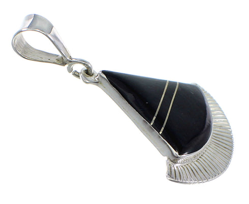 Sterling Silver And Jet Southwest Slide Pendant Jewelry VX55771