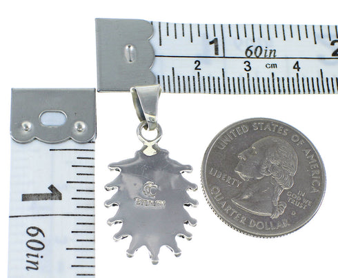 Sterling Silver Turquoise And Coral Needlepoint Water Waves Pendant Jewelry VX55772