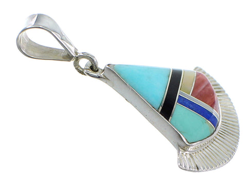 Sterling Silver Multicolor Inlay Southwest Slide Pendant Jewelry VX55773