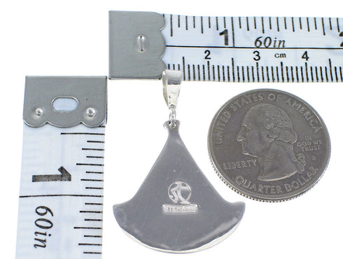 Genuine Sterling Silver Multicolor Inlay Southwest Slide Pendant Jewelry VX55778