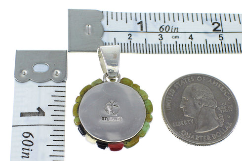 Authentic Sterling Silver Multicolor Inlay Southwest Slide Pendant Jewelry VX55780