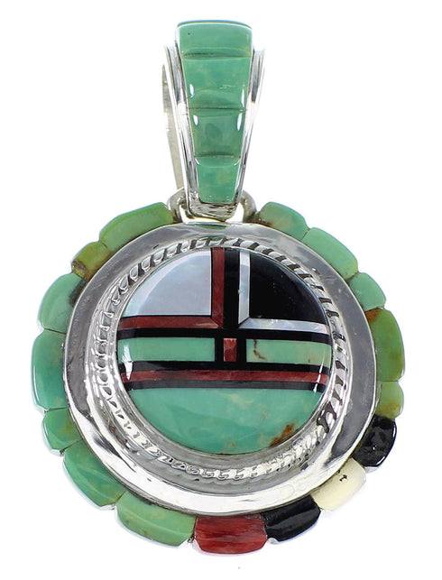 Southwest Silver Multicolor Slide Pendant Jewelry VX55786