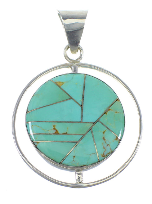 Turquoise Inlay And Authentic Sterling Silver Reversible Pendant VX55796