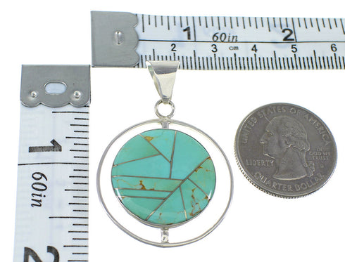 Turquoise Inlay And Authentic Sterling Silver Reversible Pendant VX55796