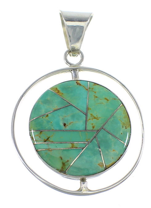 Turquoise Inlay And Silver Reversible Pendant VX55797