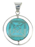 Turquoise Inlay And Sterling Silver Reversible Southwestern Pendant VX55799