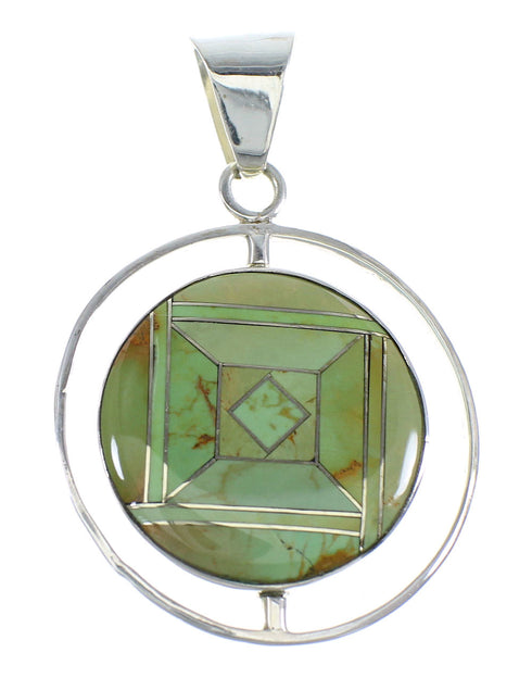 Multicolor And Genuine Sterling Silver Reversible Southwestern Pendant VX55805